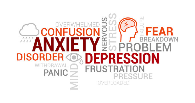 Anxiety, mental disorders and depression tag cloud