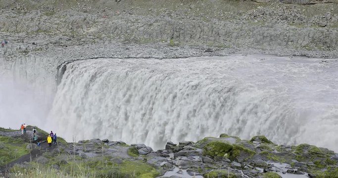 Powerfull water flow of the Icelandic waterfall Detifoss