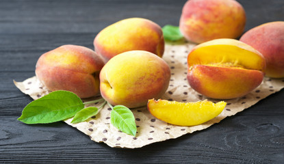 .ripe peaches on paper