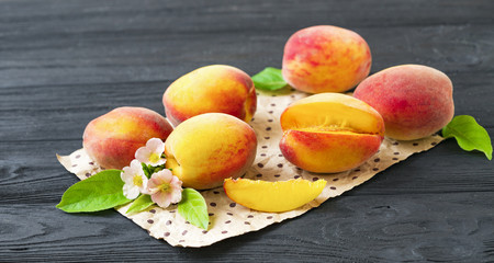 .ripe peaches on paper