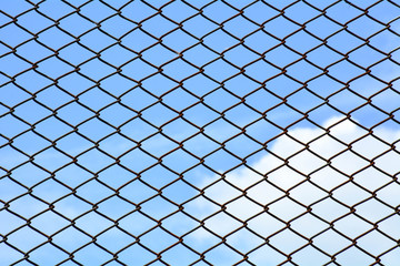cage metal wire wall on blue sky