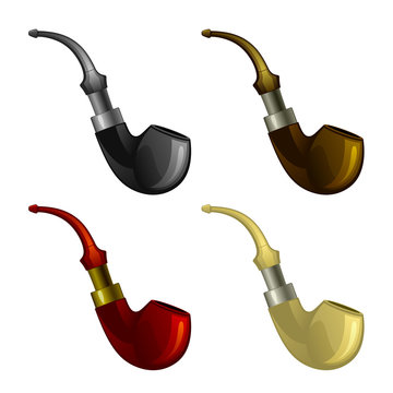 Set of smoking pipes on a white background