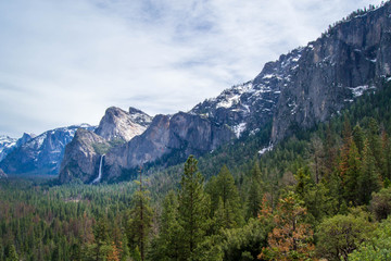 Waterfall by a meadow