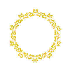 Decorative frame. Elegant vector element for design in Eastern style, place for text. Golden outline floral border. Lace illustration for invitations and greeting cards