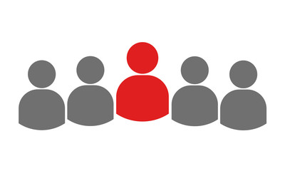 teamwork and leadership icon on white, stock vector illustration