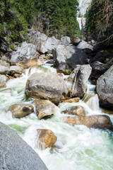 Rushing water through rocks