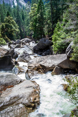 Rushing water through rocks