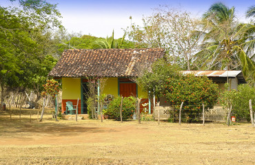 Fototapeta na wymiar Typical traditional house of the interior of the country in Panama