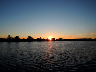 Sunset in Velky Meder strkovisko, Slovakia