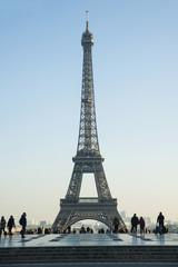 A view of the Eiffel Tower from The hill of the Trocadero