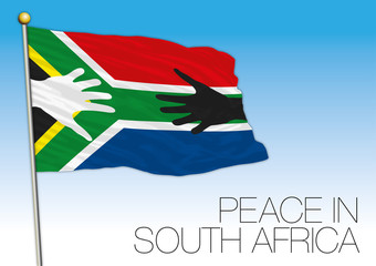 South Africa peace symbolic flag with hands