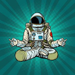 yoga astronaut Lotus pose. Meditation and spiritual practice © studiostoks