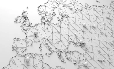 Deurstickers Mapa del mundo y concepto de logística internacional. Negocios y trabajo en red © C.Castilla