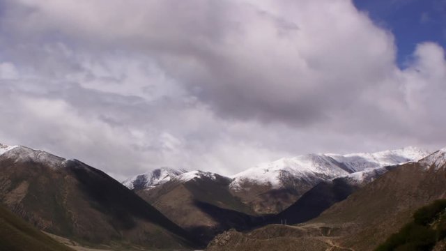 Timelapse of snow cap mountain landscape Tibet