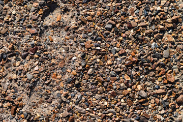 The human footprint on the pebbles. Beach on the sea