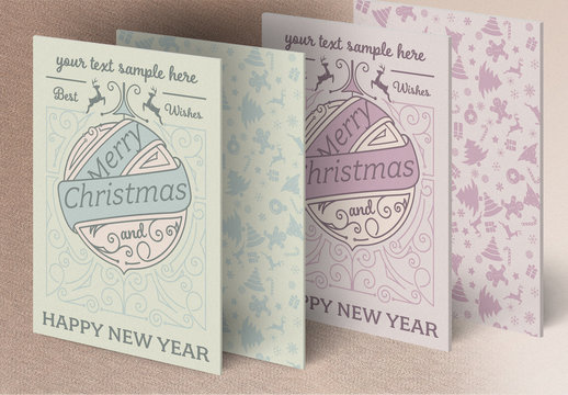 Christmas Greeting Card Layout with Patterns