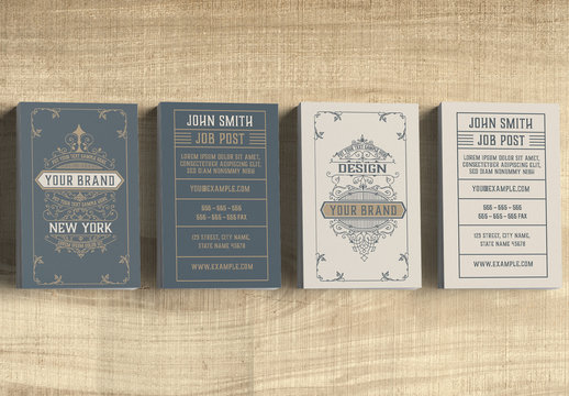 Vintage Business Card Layout with Ornaments