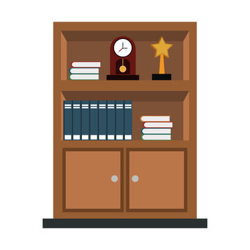 Woonde library with books vector illustration graphic design