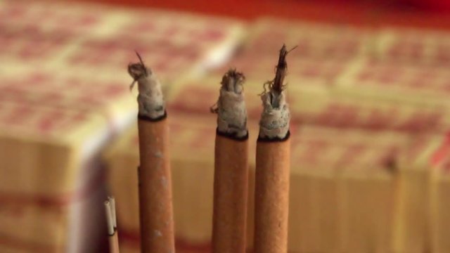 Timelapse of joss sticks burning Singapore Asia