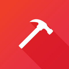 Hammer icon. Flat icon with long shadow