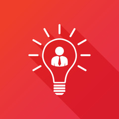 Businessman inside a light bulb icon