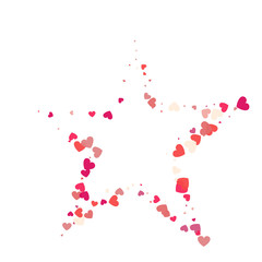 Heart shape vector pink confetti with white star frame inside