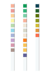 Reagent test strips for urinalysis for an automatic analyzer of physical and chemical properties and cellular composition of urine