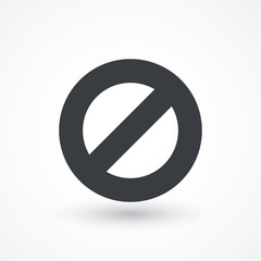 Prohibition Icon. Circle with a slash. Ban symbol. Cancel, delete, embargo, exit, interdict. Negative, No icon. Forbidden sign. Error icon. Denied symbol