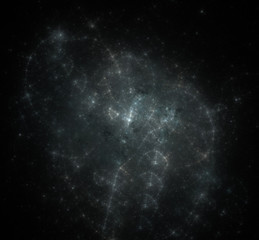 Abstract starscape background fractal stars on black background.