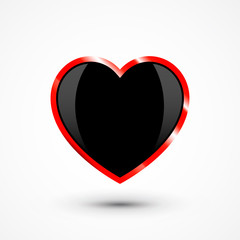 Glossy black, red heart icon