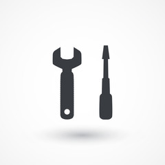 Wrench and screwdriver icon for web design. Settings icon