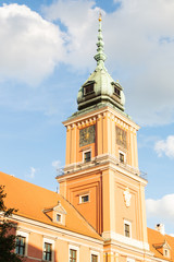 Tower in old town Warsaw. Historical place.