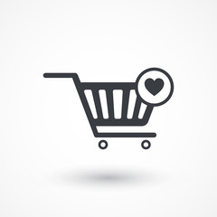 Shopping Cart and Heart Shape Sign Icon