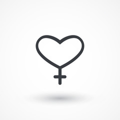 Female sign icon. Woman sex heart button.. illustration flat design