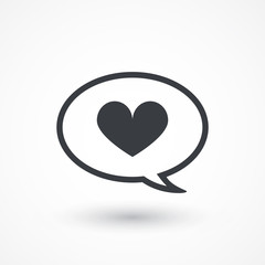 Heart in speech bubble icon. illustration