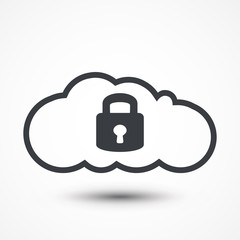 Cloud Identity Security Concept. Cloud icon locked with padlock.