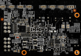 Computer, electronic circuit board background and texture