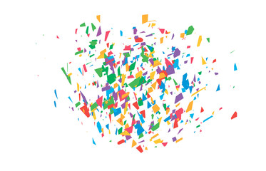 The explosion of multi-colored fragments. Vector colorful pieces of shards of confetti