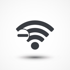 Wifi minus sign. Delete Wi-fi symbol. Wireless Network icon. Wifi zone