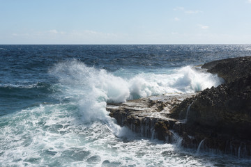Large waves crushing at the shore