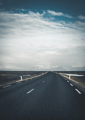 Fototapeta premium Street Highway Ring road No.1 in Iceland, with view towards mountain. Southern side if the country.