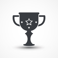 Trophy Cup Flat Icon With Stars