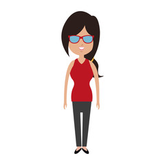 Young woman with sunglasses avatar cartoon vector illustration graphic design