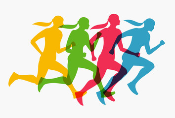 Fototapeta na wymiar Abstract colorful silhouette running woman. Healthy lifestyle concept. Vector illustration.