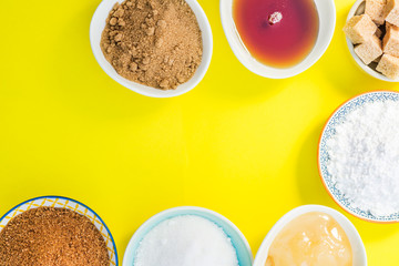 Different Kinds of Sugar and Sweeteners in the Bowls