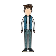 Young man avatar with casual clothes cartoon vector illustration graphic design