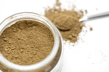 Pot with chocalate cocoa powder.