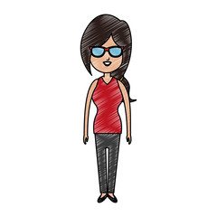 Young woman with sunglasses avatar cartoon vector illustration graphic design