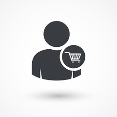 Person shopping cart icon