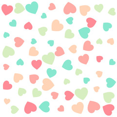 pattern background of pastel colored hearts